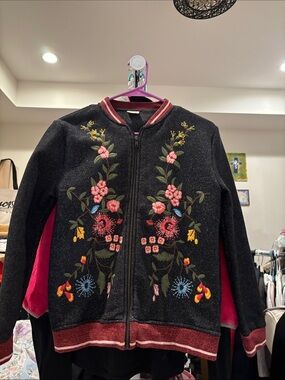 Zara Girls Maroon-Trim Dark Heather Jacket